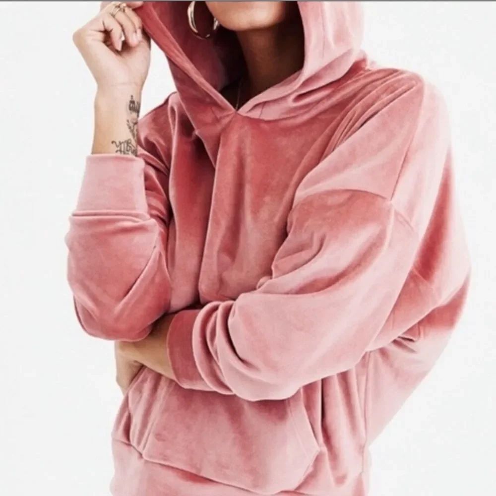 🔹️American Eagle Dusty Rose Long Sleeve Zippered Hoodie Small